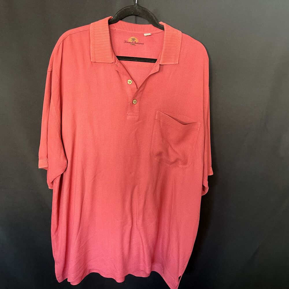 Tommy Bahamas Pull Over Silk Cloth Collared Shirt Coral Size XL